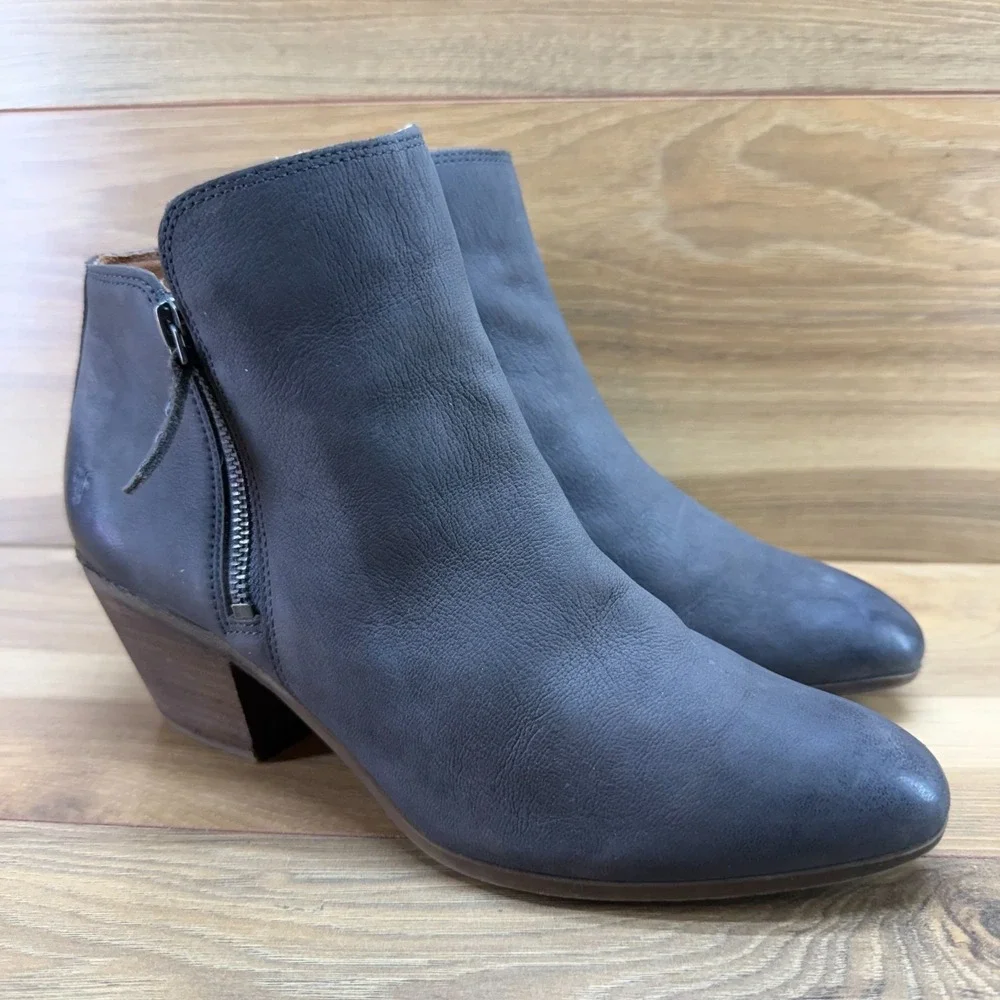 Frye Judith Double Zip Ankle Booties Size 9.5 M Charcoal Gray Leather Festival